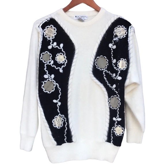 Vintage Premiere Designer Sequin/Snake Skin Rabbit Hair‎ Wool Blend Sweater - Picture 1 of 7